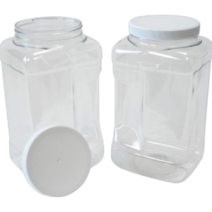 Square PET Jars with Screw-On Lids